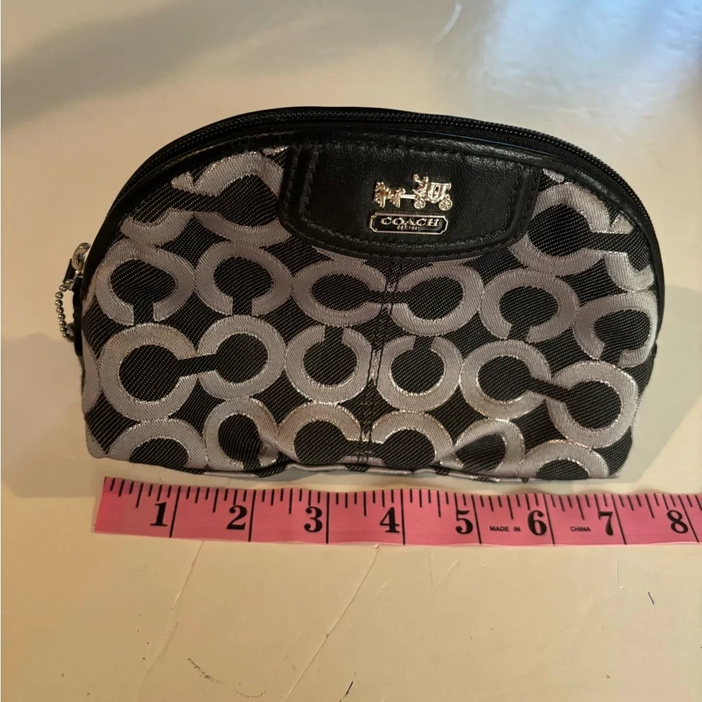 COACH Gunmetal Black/Black C Logo COSMETIC BAG NWOT